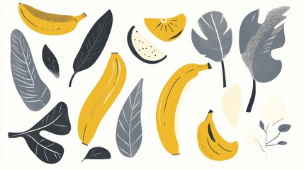 Fototapeta premium Tropical fruit and leaves graphic design
