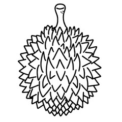 Durian line art drawing of Traditional Thai Bangkok Thailand Illustration 