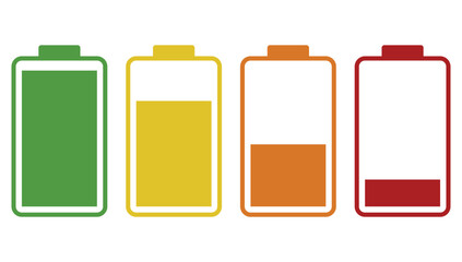 Battery icon set isolated on white background.