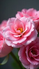 Obraz premium Soft pink, tightly arranged spring flower bouquet Close-up, shallow depth of field , wedding, pink, romantic