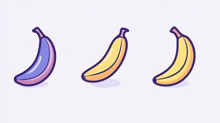 Three Bananas Purple, Yellow, and Gold