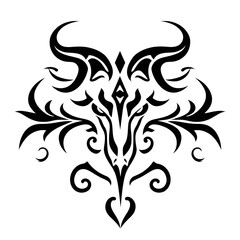 Obraz premium tribal Ram Head Logo - Bold Black Tattoo Design
