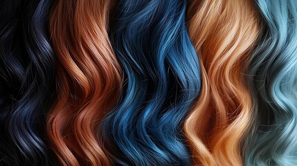 Fototapeta premium Vibrant colors of flowing hair strands.