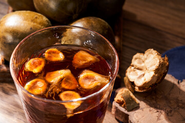 A cup of sweet and delicious monk fruit tea, Chinese herbal medicine