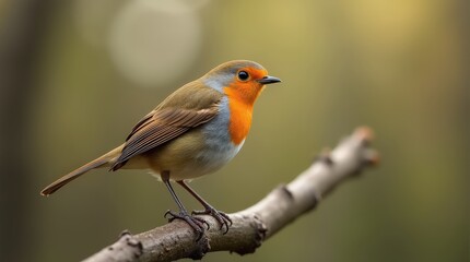 Robin with sharp outlines, vibrant red breast, and a contrasting branch