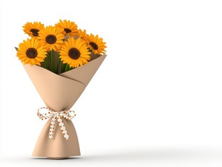 Yellow Sunflower Bouquet in Kraft Paper Wrap