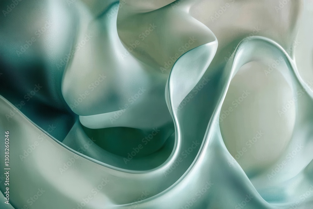 Leinwandbilder calm abstract background with smooth flowing shapes in pastel green and blue tones for relaxation an