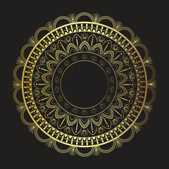Logo icon ornamental mandala design in gold color. vector illustration
