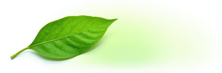 Obraz premium Green leaf isolated on white background, intricate details visible, clean, simplicity
