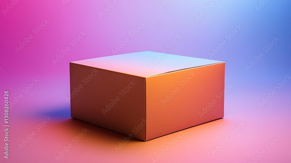 Poster box with colorful gradient lighting creates abstract minimalist product display