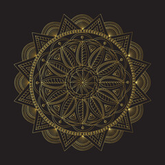 Ornamental mandala with golden color arabesque floral pattern islamic east style