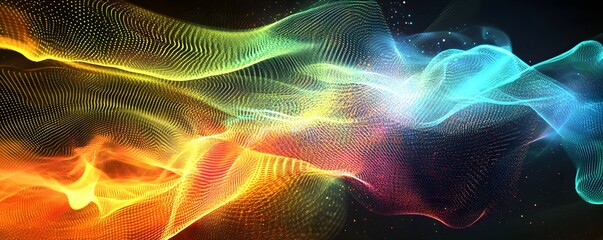 Obraz premium Abstract digital waves flow with vibrant colors and light