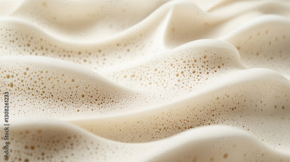Poster a close-up view of a pristine white cloth, intricately textured, adorned with numerous delicate bubb