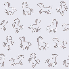 Outline Vector Horse Pattern Illustration Seamless for Wallpaper Background Cover Packaging