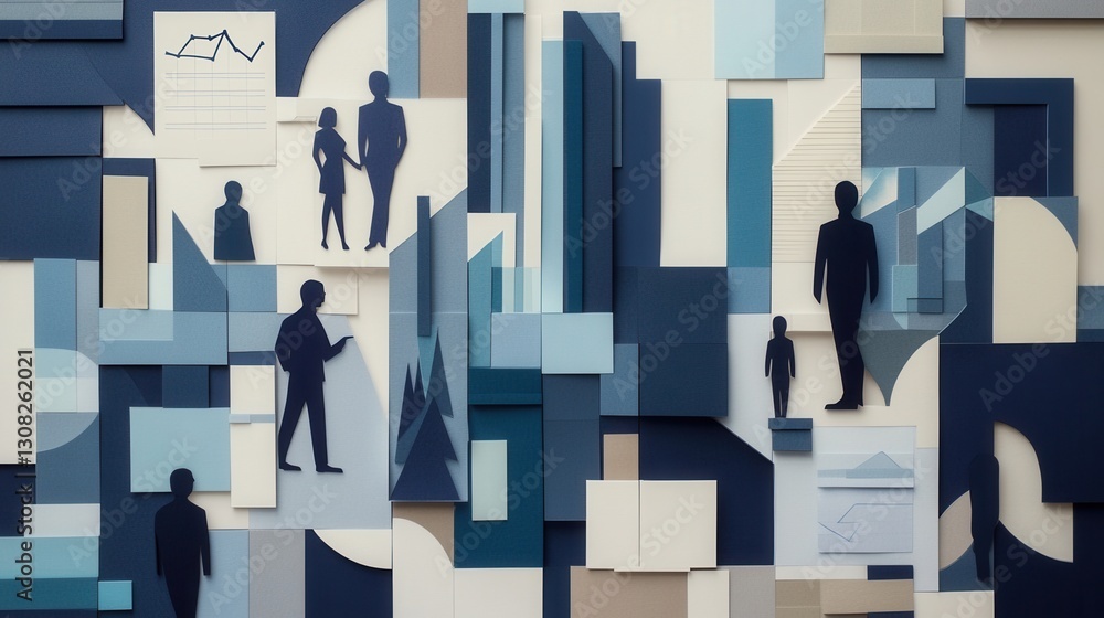 Poster sophisticated paper art background showcasing political analysis with layered elements and structure