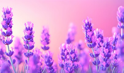 Obraz premium Vibrant Lavender Fields Under Soft Pink Sky in Dreamy Landscape