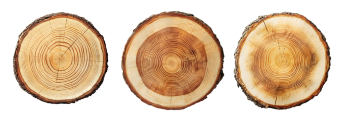 Freshly cut tree logs with visible rings showcase natural wood textures and patterns. These logs highlight beauty of nature and passage of time through their growth rings