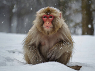 Obraz premium snow monkey