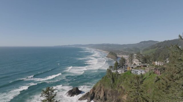 Neskowin Oregon on Highway 101 Pacific Ocean Waves Crashing at Neskowin Ghost Forest and Haystack Rock