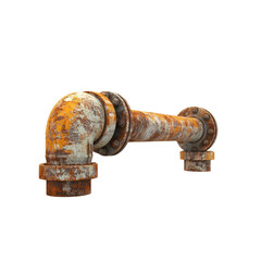 Rusty Industrial Pipe Elbow and Straight Section - 3D Render