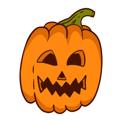 Halloween Pumpkin Face Illustration with Creepy Expression. Vector Character