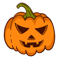Halloween Pumpkin Face Illustration with Creepy Expression. Vector Character