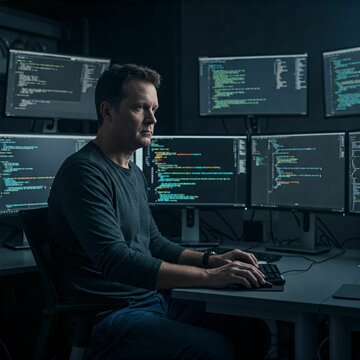 Computer and Programming Code Background &ndash; Ideal for Tech, Coding, and Developer Websites or Promotional Materials
