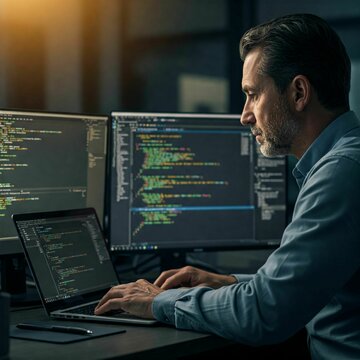 Computer and Programming Code Background &ndash; Ideal for Tech, Coding, and Developer Websites or Promotional Materials