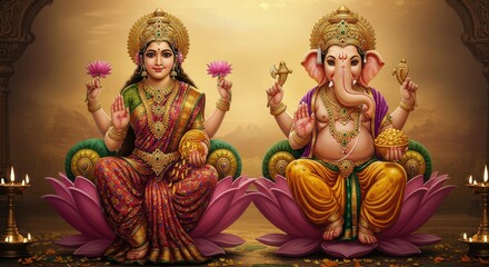 Goddess Laxmi, Lord Ganesha
