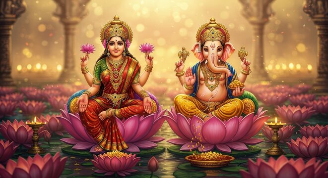 Goddess Laxmi, Lord Ganesha