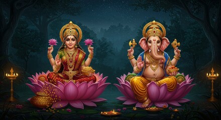 Goddess Laxmi, Lord Ganesha