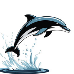 Obraz premium Minimalist Dolphin Design with Bold, Flat Colors.
