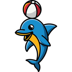 Obraz premium Minimalist Dolphin Design with Bold, Flat Colors.