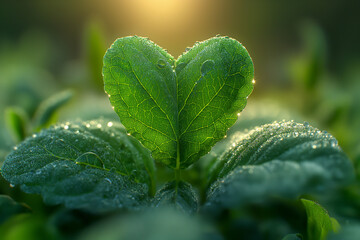 Green Serenity: The Tranquil Beauty of Fresh Leaves against a Blurred Background.