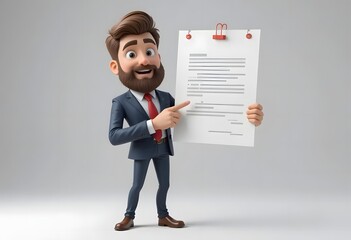 Professional Businessman in Formal Suit Holding and Presenting a Document with Confidence in a Studio Setting