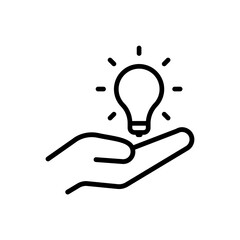 Light bulb in hand icon
