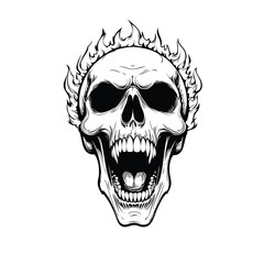 Skull head with fire illustration