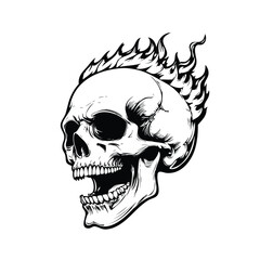 Skull head with fire illustration