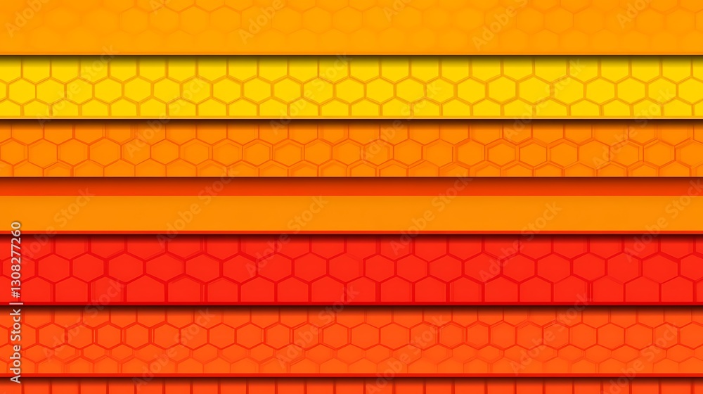 Poster abstract geometric layer pattern with honeycomb elements warm colors