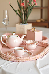 Pink tea set.