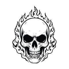 Skull head with fire illustration