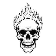 Skull head with fire illustration