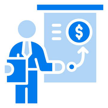 blue businessman presenting financial strategy clip art preview
