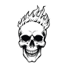 Skull head with fire illustration