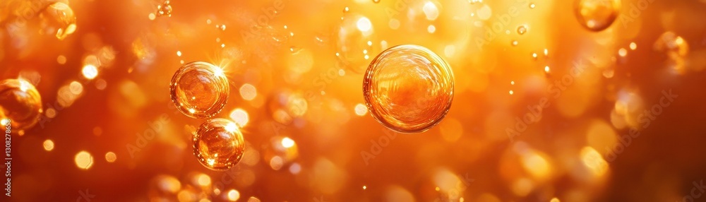 Poster a multitude of shimmering water bubbles gracefully float through the air, reflecting light in a spec