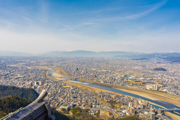 Overlooking the Nagara River from Gifu Castle Observation Deck