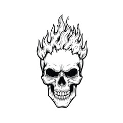 Skull head with fire illustration