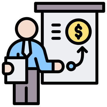 presenter giving financial presentation clip art preview
