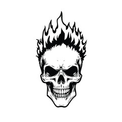 Skull head with fire illustration