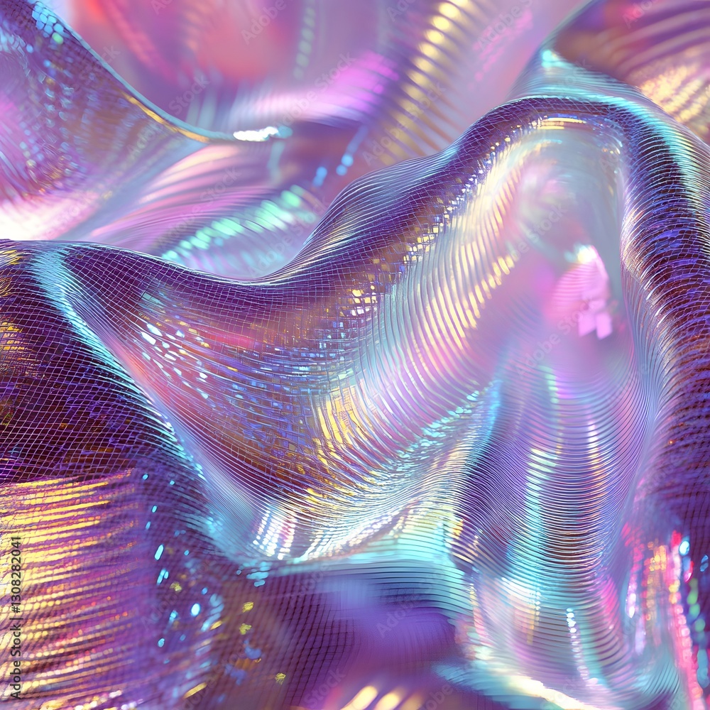 Canvas Prints a futuristic digital weaving pattern made of holographic strands with shifting iridescent hues